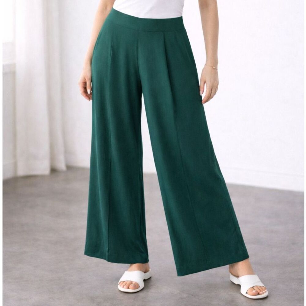 Forever 21 Wide Leg Casual Pants Green XS - Picture 1 of 7